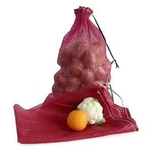 PP-bolsa de malla para embalaje de cebolla roja, 50x80cm, reciclada, para leña de patatas, 25kg, 10kg