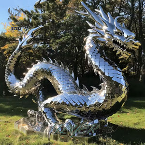 Estatua de dragón de <span class=keywords><strong>Metal</strong></span> chino de bajo precio, estatua de dragón de acero inoxidable de arte personalizado - Product Image 1