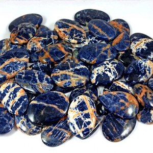 Wholesale Bulk Radha Arts Natural Sodalite Cabochon Healing Crystal Loose Gemstones Blue Orange Mix Shape Polished - Product Image 1