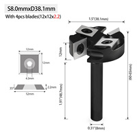 Fresa de carburo sólido de 4 filos con vástago en T, S8.0x38.1mm, longitud efectiva de 12-14mm para corte y fresado de paneles