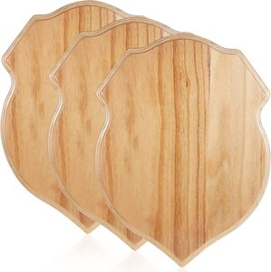 Plaque de bouclier en bois non fini Artisanat en bois non fini Enseignes vierges en bois massif - Product Image 1