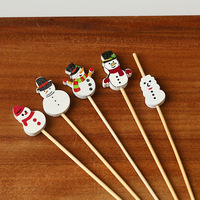 Brochettes de fête pour Pâques et Nouvel An chinois, brochettes en bambou de haute qualité, Père Noël, renne, arbre, apéritif, cupcake, hamburger, gâteau