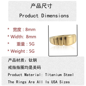 Geometric Gold <b>Ring</b> Unisex Fashion Jewelry Gift Irregular Design Stainless Steel Titanium Steel Shiny Punk Style - Product Image 3