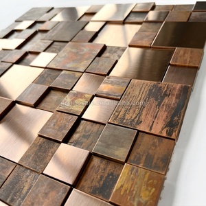 Mosaico in Ottone e Acciaio con Differenza di Altezza, Mosaico in <span class=keywords><strong>Rame</strong></span>, Piastrelle Metalliche Concave e Convesse per Rivestimento Murale - Product Image 6