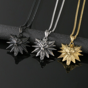 Collana da Uomo con Ciondolo a Forma di Testa di Lupo in Acciaio al Titanio Stile Punk The <span class=keywords><strong>Witcher</strong></span> <span class=keywords><strong>3</strong></span> Commercio Estero AliExpress - Product Image 1