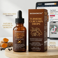 Gouttes liquides de curcuma et de curcumine avec extrait de poivre noir, complément alimentaire à base de plantes pour antioxydant, étiquette privée OEM