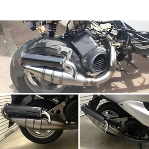 Tubo de Escape para Motocicleta/Scooter Yamaha JOG 50, Sección Completa con Contrapresión, Color Plata/Negro - Product Image 5