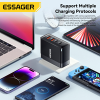 Adaptateur de chargeur mural rapide pour téléphone ESSAGER ES-CD37, prise universelle US EU UK, PPS 4 ports, 100 watts, USB Type C PD 100W pour ordinateur portable