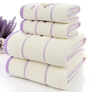 New 3pcs/set Luxury Lavender 100% Cotton Purple White Towel Set toalhas de banho 1pc Bath Towel Brand 2pc Face Towel bathroom