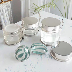 Pots de crème pour les yeux en verre transparent givré en gros d'usine avec couvercle en argent doré capacité de 30ml 50ml 80ml pour l'emballage de sérum de soin de la peau - Product Image 3