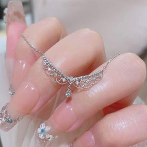 Collier en argent sterling 925 avec motif floral en dentelle française, incrustation de zircon, bijoux en cristal exquis pour femmes, inspiré du château du palais - Product Image 2