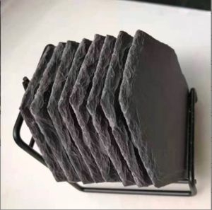 แผ่นรองแก้วหินชนวนแบบคลาสสิก ขนาด 4 นิ้ว ชุดแผ่นรองแก้วรักษ์โลก ปรับแต่งขนาดได้ ตกแต่งโต๊ะกาแฟ ป้องกันพื้นผิวโต๊ะ สำหรับใช้ในบ้าน - Product Image 5