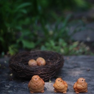 Handmade Wood Bird Nest With Carved Birds And Eggs Natural Shape Home Decoration Zhejiang Craft - Product Image 3