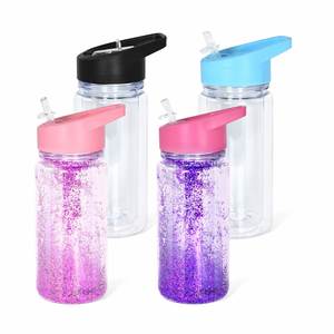 Gobelet à paille pour enfants à double paroi de 300 ml avec poignée, pré-percé pour la création de globes de neige à paillettes, léger, portable et anti-fuite - Product Image 1