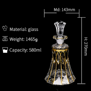 Bouteille de luxe en verre doré de 580ML, bouteille de parfum en verre cristal, carafe à <span class=keywords><strong>vin</strong></span> - Product Image 4