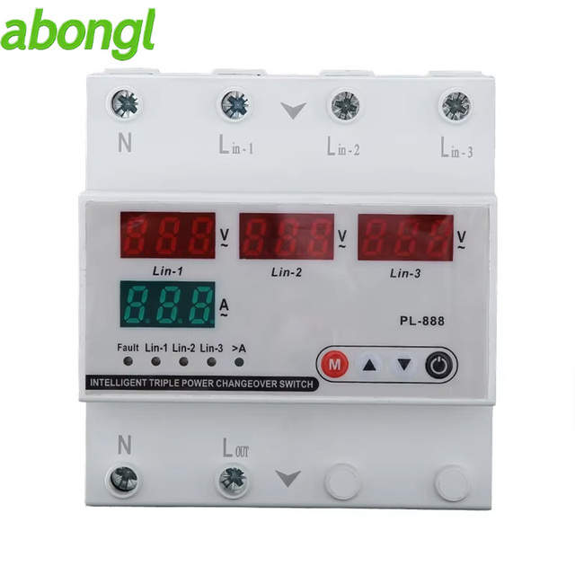Intelligent Three-Phase Four Display Circuit Breaker High Power Metering Switch Timer with Over/Under Voltage Protector Abongl