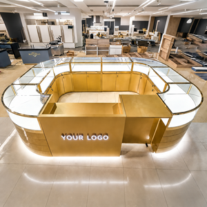 Nouvelle conception de vitrine de bijouterie avec éclairage LED, comptoir de présentation de bijoux en or, vitrine circulaire simple, design de kiosque de centre commercial, kiosque à bijoux - Product Image 1