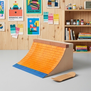 Planche à roulettes en bois pour enfants, obstacle Quarter <span class=keywords><strong>Pipe</strong></span>, portable, antidérapante et durable, 19,7x12,3x7,5cm - Product Image 1
