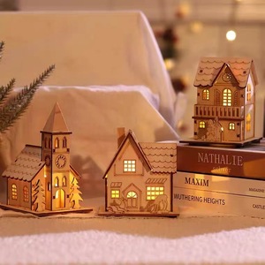 Décorations <span class=keywords><strong>de</strong></span> <span class=keywords><strong>Noël</strong></span> <span class=keywords><strong>en</strong></span> <span class=keywords><strong>bois</strong></span> écologiques, petites, lumineuses, pour bureau, fenêtre, bar, ornements personnalisés, marque DINGCHUAN - Product Image 2