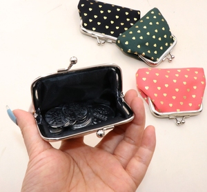 En gros, Porte-monnaie en tissu doré à chaud motif cœur pour enfants, mini porte-monnaie de 3 pouces avec fermoir, sac doré, portefeuille en forme de cœur pour filles - Product Image 5