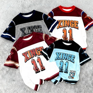 โรงงาน OEM ขายส่งเสื้อฟุตบอลออกแบบโลโก้ทีมตามสั่ง เสื้อผ้ากีฬา เสื้อยืดทรงบ็อกซี่สำหรับกีฬาในมหาวิทยาลัย ออกกำลังกาย ฝึกซ้อม แบบยูนิเซ็กส์ - Product Image 2