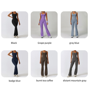 Nuova Tuta Intera con Schiena Scoperta per Yoga, Abbigliamento Sportivo da Donna, Pantaloni a Zampa, Tuta Aderente per Allenamento - Product Image 2