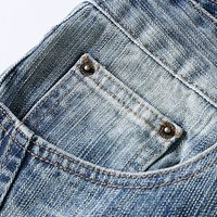 Jean pour homme 100% Coton Vintage Taille Haute Coupe Bootcut Premium Streetwear Structuré Ample Délavé à la pierre Broderie Arc Bouton Rivet