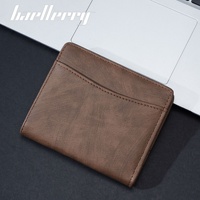 Dompet Bisnis Pendek Pria Baru Vintage Sederhana Tipis dengan Kancing Tekan Tempat ID Kelas Atas Dompet Koin PU dengan Ritsleting