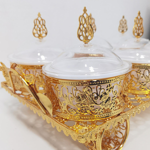 Bán buôn sang trọng Arabic vàng kim loại sắt bánh món ăn Tấm đặt kẹo bát cho trái cây khô Snack phục vụ khay - Product Image 6