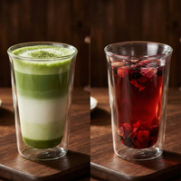 Tasse à café en verre borosilicate à double paroi, isolante et résistante à la chaleur, pour boissons chaudes et froides – Meilleure vente