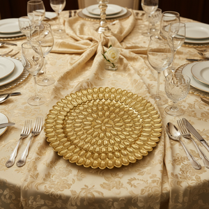 Piatti di Presentazione Rotondi in Plastica PP Dorata di Lusso, Durevoli, da 13 Pollici, con Motivo Personalizzato Pigmentato, Eleganti, per Matrimoni - Vendita all'Ingrosso 2026 - Product Image 2