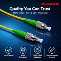 Kabel Patch Cord Serat Optik Kuarsa Mode Tunggal RUIARA FC FC APC Warna Kuning 2.0mm LSZH untuk Pusat Data, Telekomunikasi, FTTH, CATV, LAN
