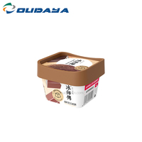 Recipientes de plástico para comida, recipientes de plástico para helado, yogurt, mantequilla, con tapa y cuchara, IML, 135ml