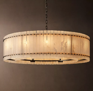 Lustre rond en albâtre <span class=keywords><strong>San</strong></span> <span class=keywords><strong>Marco</strong></span> personnalisable, style classique américain, pour salle à manger et salon, 60 cm - Product Image 3