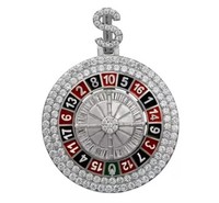 Pendentif de casino en émail noir et rouge, bijoux de mode, logo personnalisé, plaqué rhodium et or 14 carats, pendentif roue de roulette