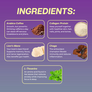 Brain Boost Champignonkoffie Met Organische Adaptogene Paddestoelen Schoonheid Afslanken Collageen Koffie L-Theanine Paddestoel Koffiepoeder - Product Image 3