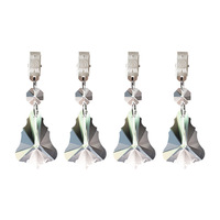 Ensemble de 4 pièces : Pendentifs en verre émaillé pour nappe, clips métalliques, pendentifs prismatiques en forme de goutte d'eau pour table de pique-nique