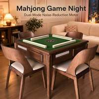 Table de Mahjong Automatique en Bois Massif, Nouveau Style Chinois, Double Usage (Repas et Mahjong), Silencieuse, avec Bras de Machine Automatique, Prise Modifiable