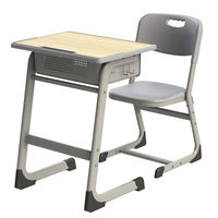 Ensemble bureau et chaise individuels en métal, durables, modernes, confortables et réglables en hauteur pour les salles de classe du primaire et du collège