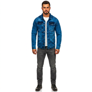 Men's New Fashion Button Streetwear <b>Denim</b> <b>Jacket</b> Stand Collar <b>Custom</b> Embroidery 100% Cotton Windproof Autumn Outerwear Vintage - Product Image 1