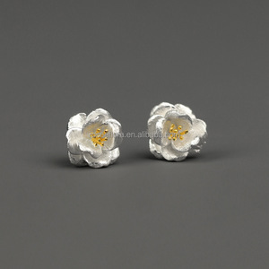 Pendientes de Flor de Camelia Rosaeflora "Suspiro de Primavera", Plata de Ley 925 Genuina, Joyería Fina, Regalo Romántico para Chicas - Product Image 3