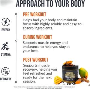 Gomitas de Creatina Monohidrato para el Crecimiento Muscular Pre-Entrenamiento de Marca Privada OEM/ODM, Gomitas de Creatina que Aumentan la Energía Pre-Entrenamiento - Product Image 4