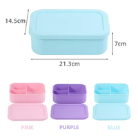 Boîte à lunch en silicone de qualité alimentaire à 3 compartiments pour enfants, compatible micro-ondes et four, idéale pour le stockage et la conservation des aliments – Meilleure vente