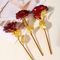 Cadeau pour la Fête de Qixi et la Fête des Enseignants : Bouquet de roses dorées en fleurs éternelles en PVC, fait main, avec décoration en relief injecté