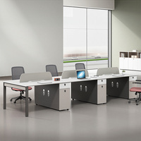 Poste de travail de bureau moderne pour 2 à 4 personnes avec cloison et armoire de rangement verrouillable pour espace de bureau ouvert