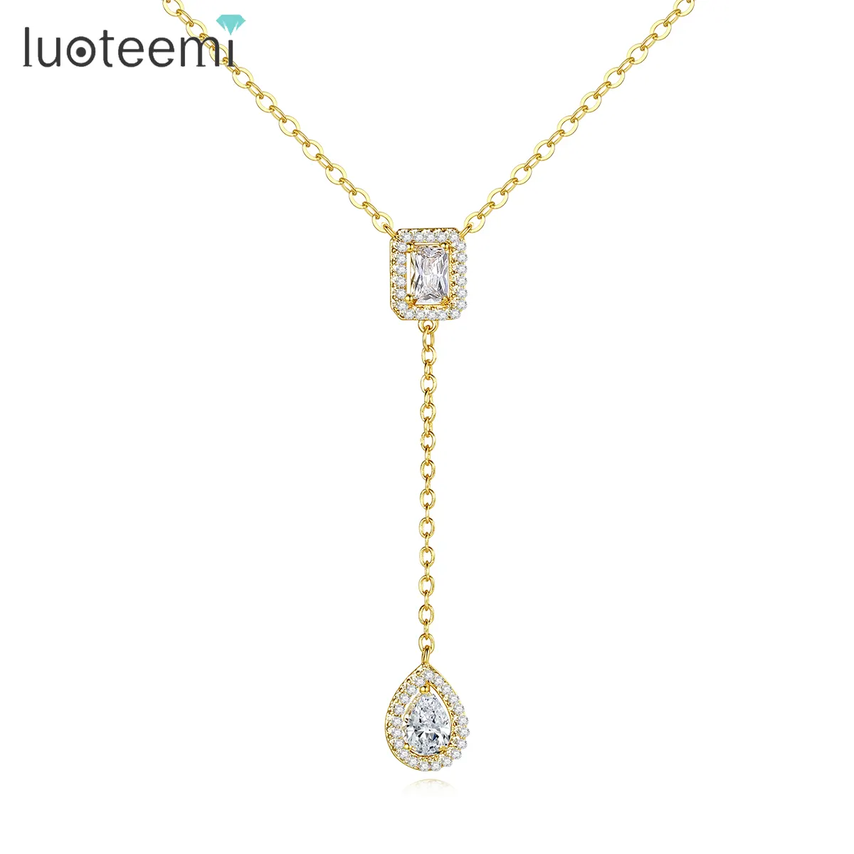 LUOTEEMI Hot Sale CZ Diamond Pendant Necklace 18K Gold Plated Necklace Jewelry for Gifts Party