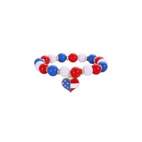 Bracelet Bohème Tendance avec Perles, Breloques Émail Alliage Étoile Cœur Nœud Papillon Drapeau, Strass Plastique, pour Fête, Thème Fête Nationale des États-Unis