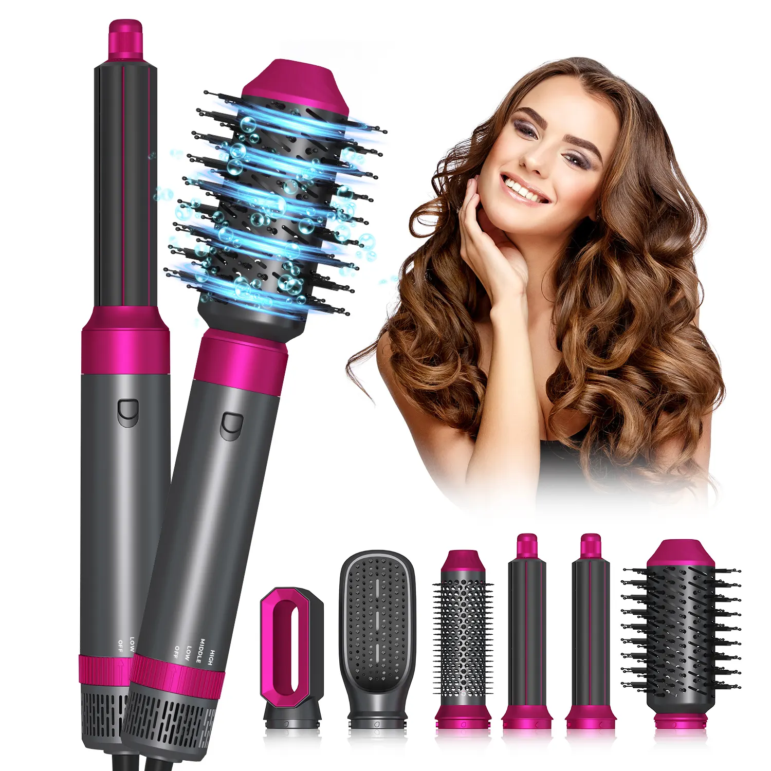 Hot Air comb Curler One Step Hair Dryer Styler Negative Ion Hair Dryer 5 in 1 Hair Styler Brush
