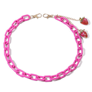 Cadena de cintura Yueli con colgante de fresa acrílica rojo rosa, estilo punk, de una sola capa, para uso diario, cadena corporal de moda. - Product Image 4