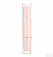 Tube de brillant à lèvres vide double embout personnalisable 3,8 g, contenant de rouge à lèvres rose, capuchon à vis transparent, emballage cosmétique en ABS